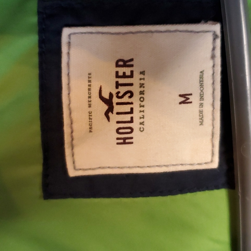 Hollister hooded puffer vest navy lime green - Picture 2 of 8